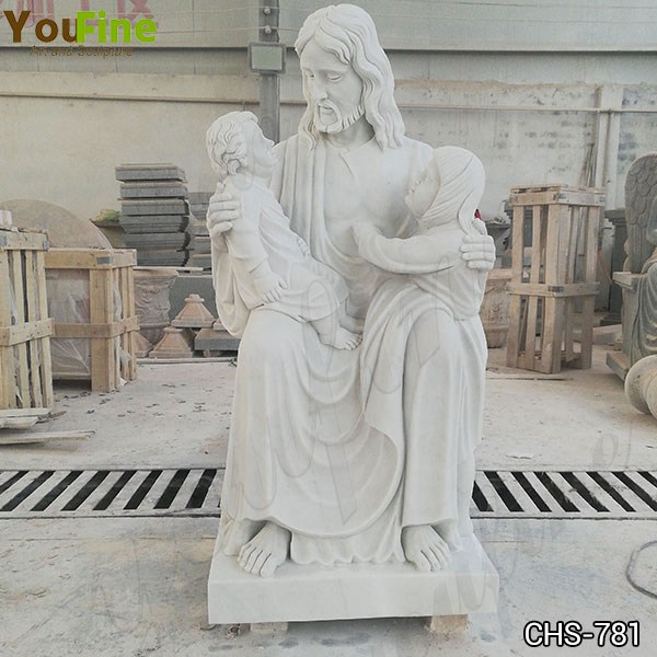 White Marble Jesus with Children Statue Outdoor Garden Decor for Sale CHS-781
