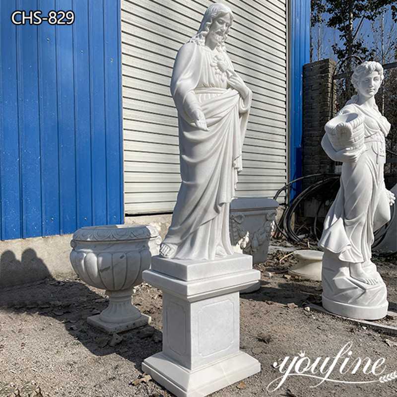 Hand Carved White Jesus Statue Natural Marble Church Decor Factory Supply CHS-829 (1)