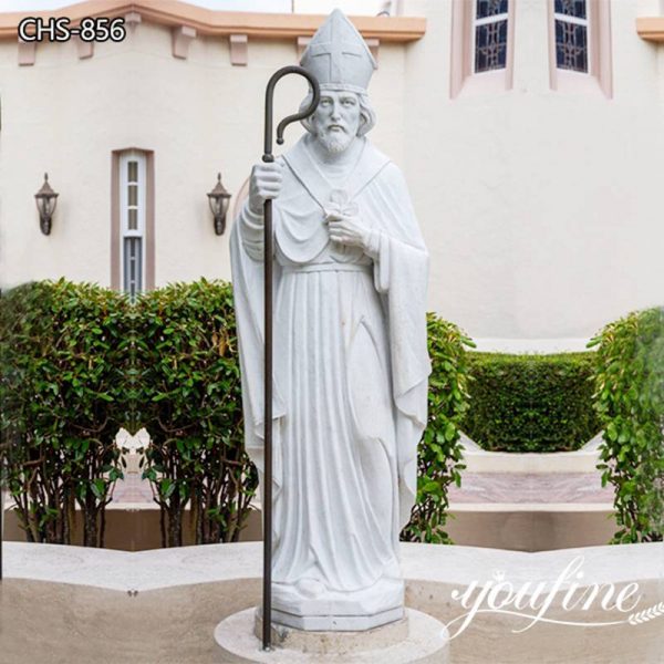 White Marble St Patrick Garden Statue for Sale CHS-856