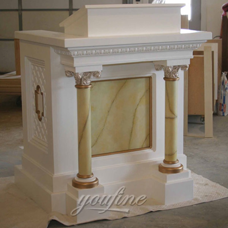 Religious White Marble Pulpits Church Decor Supplier CHS-351