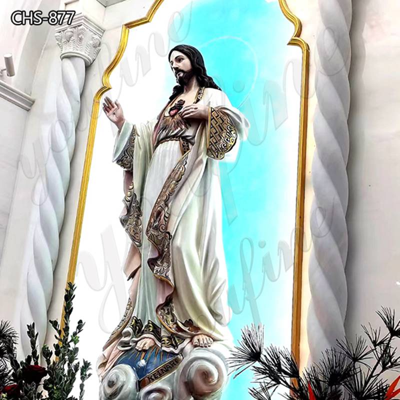 Painted Marble Jesus Large Sacred Heart Statue for Sale CHS-877