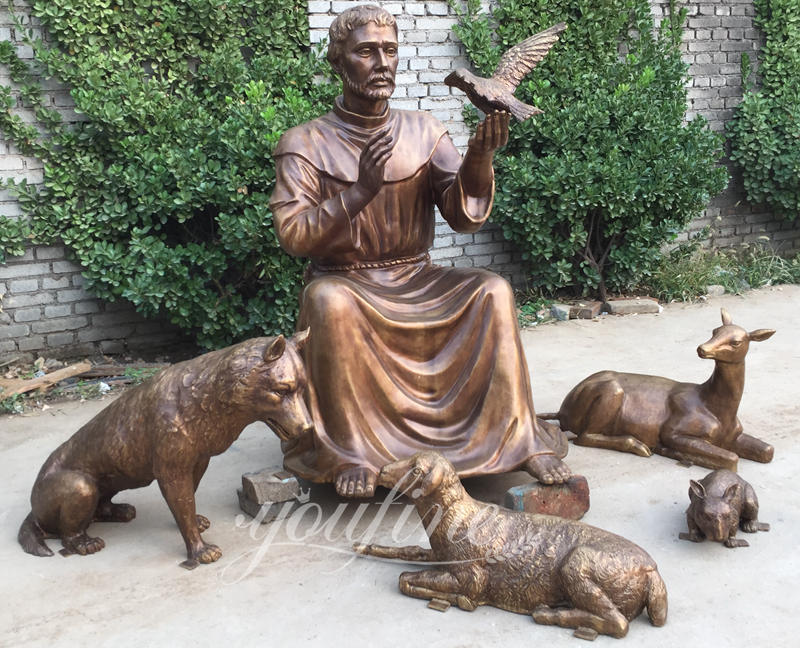 St Francis Of Assisi Statue With Animals - YouFine Sculpture (2)