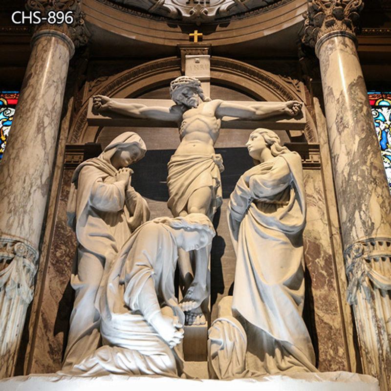 White Marble Jesus on the Cross Statue for Sale CHS-896