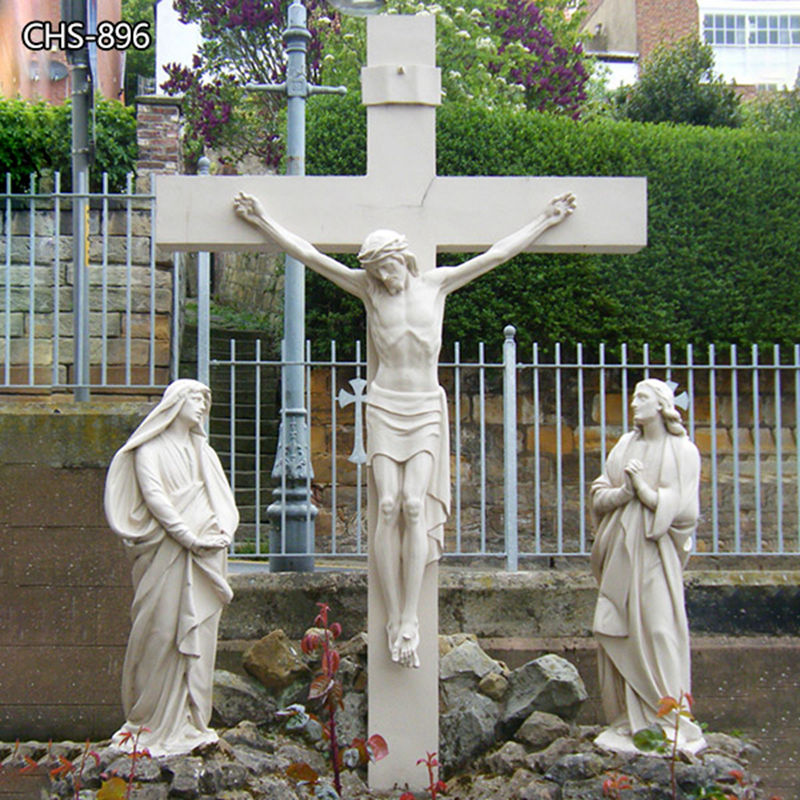 White Marble Jesus on the Cross Statue for Sale CHS-896 (1)