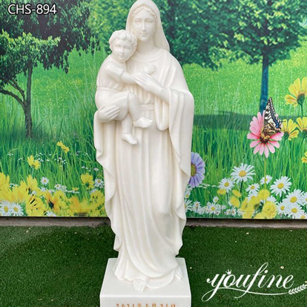 White Marble Virgin Mary Holding Jesus Statue for Sale CHS-887