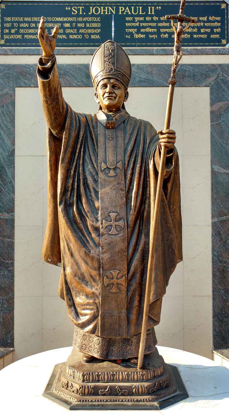 Majestic Bronze Statue of Saint Pope John Paul II