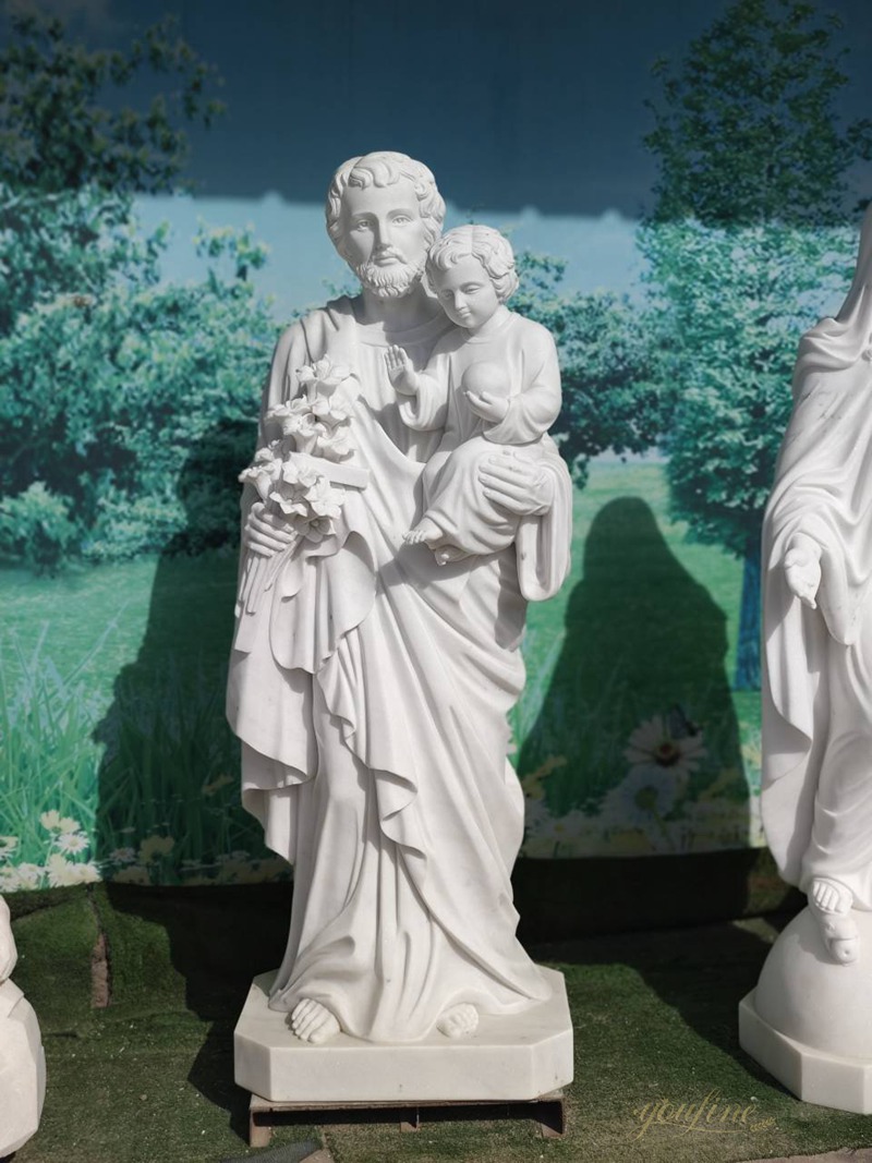 hand carved white marble st joseph outdoor statu