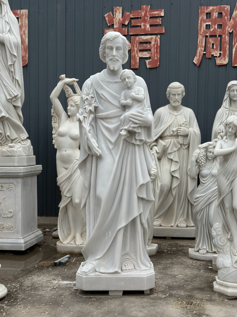 hand carved white marble st joseph outdoor statu