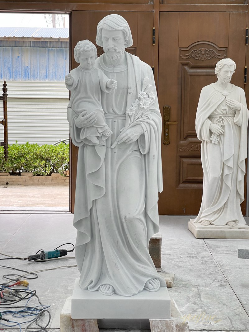 hand carved white marble st joseph outdoor statu