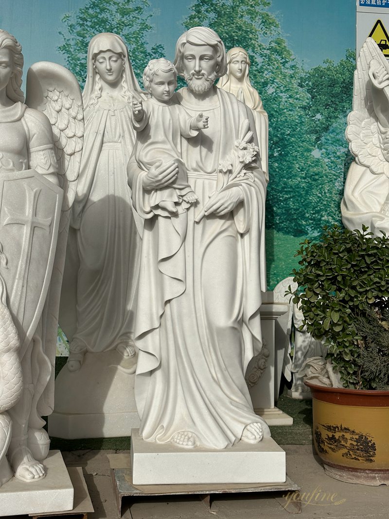 hand carved white marble st joseph outdoor statu
