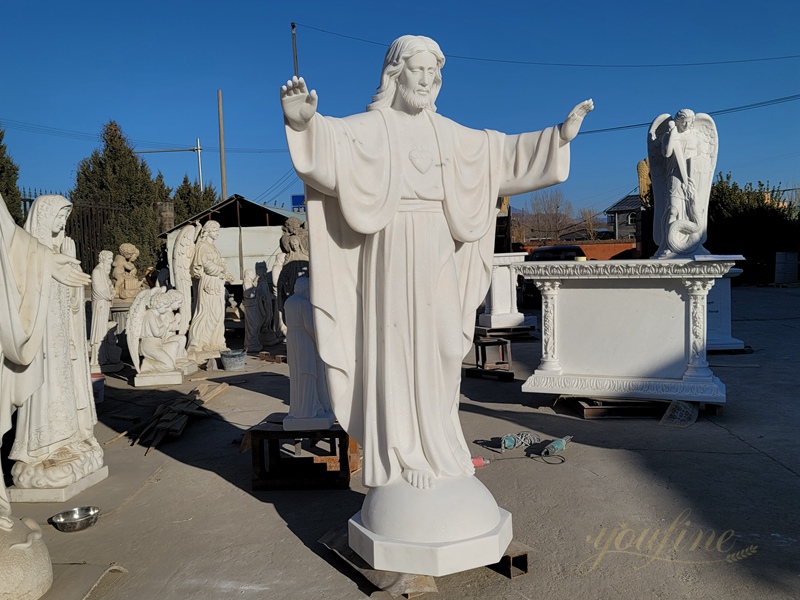 hand carved marble Jesus statue