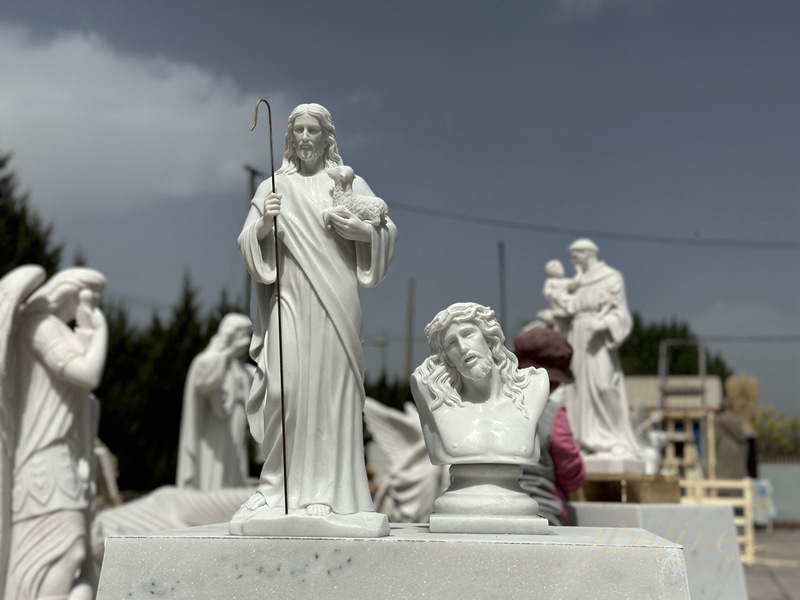 hand carved marble Jesus statue