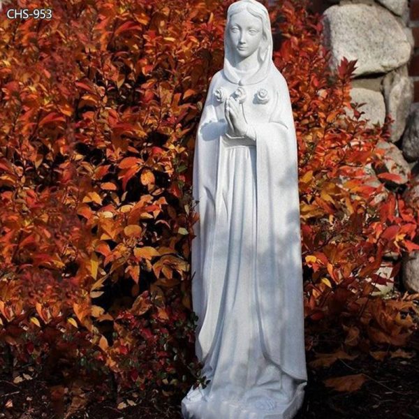 Hand Carved White Marble Rosa Mystica Statue