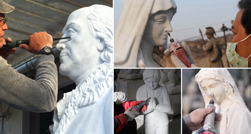 hand carved marble statue for Catholic church