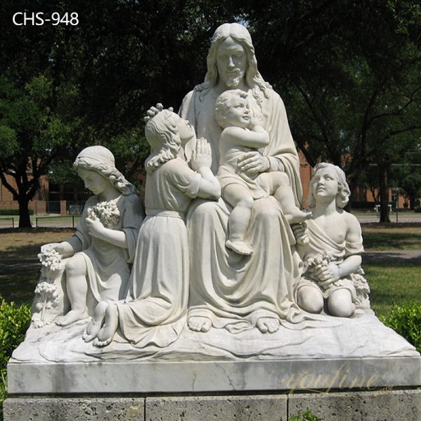 Natural Marble Sculpture of Jesus and Children for Church