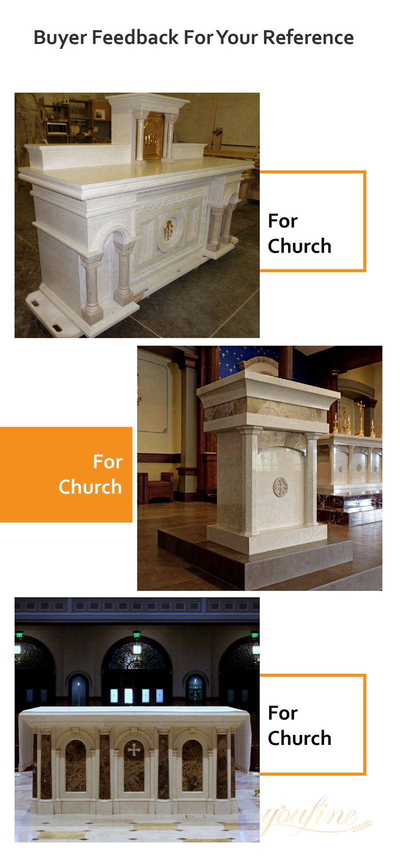 Catholic Natural Marble Altar Table for Church